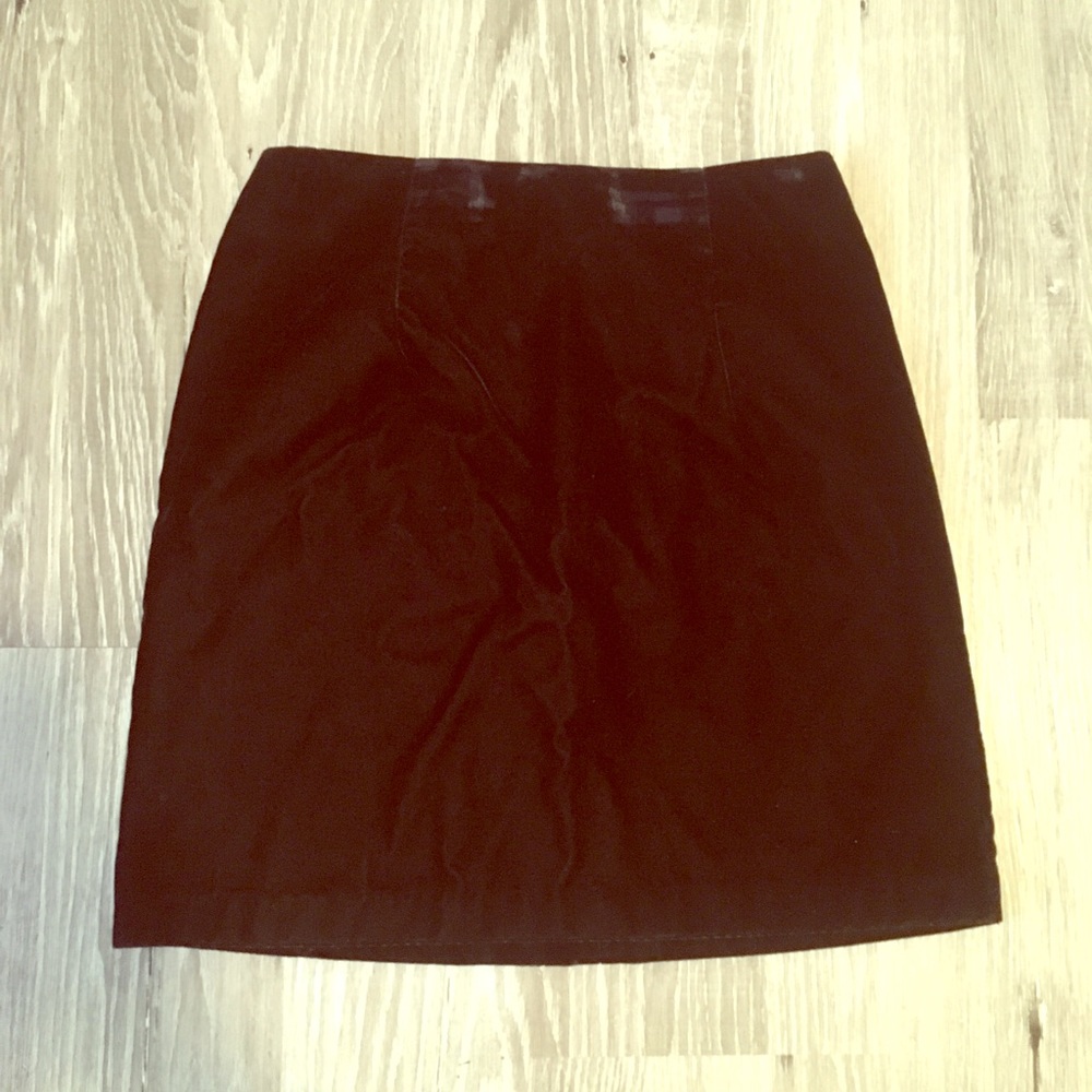 Vintage black velour velvet pencil skirt